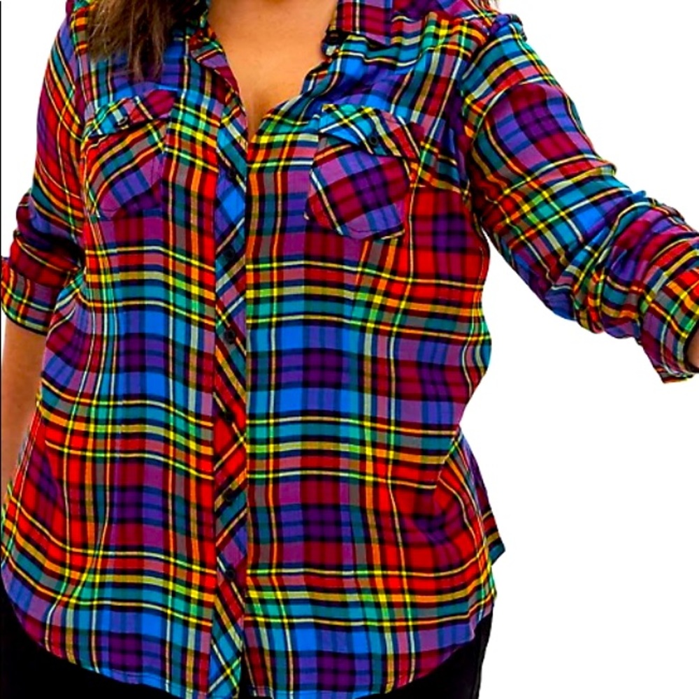 Torrid Rainbow Plaid Long sleeve